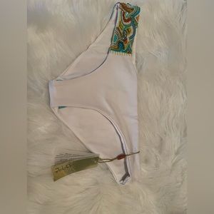 Brazilian Brand White Bikini Bottom with Bead Detail